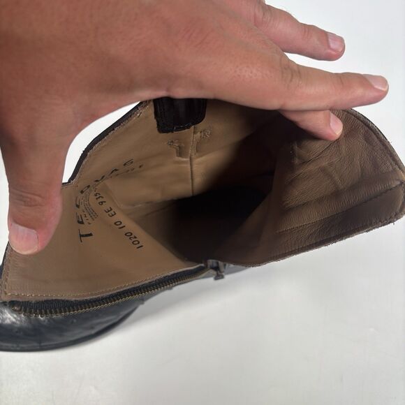 Tecovas Black Ostrich Western Ankle Boots Mens Size 10 EE Wide Zipper 1020 main image 5